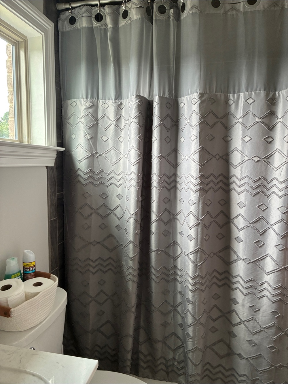 PANGSINNE Gray Shower Curtain BOHO FARMHOUSE